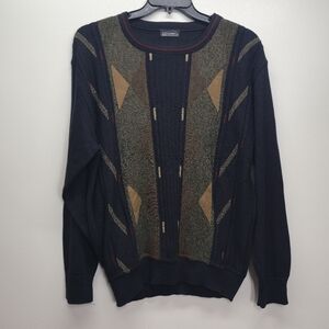 Vintage Cooper 3D Geometric  Sweater Men's M Canadian Wool Blend Cabincore